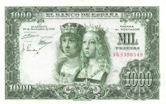 1000 Pesetas 29.11.1957